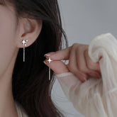 BNREnterprise Korean Star Tassel Thread Chain Drop Earrings