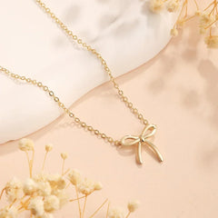 BNREnterprise Tiny Gold Bow Pendant Necklace