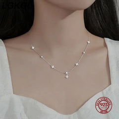 BNREnterprise S925 Silver 18K Gold Zircon Flower Necklace
