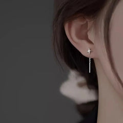 BNREnterprise Korean Star Tassel Thread Chain Drop Earrings