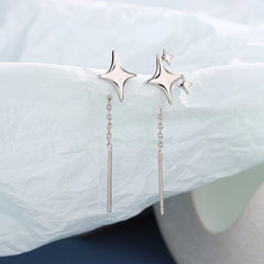 BNREnterprise Korean Star Tassel Thread Chain Drop Earrings