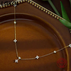 BNREnterprise S925 Silver 18K Gold Zircon Flower Necklace