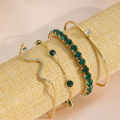 BNREnterprise 4Pcs Snake Gemstone Rhinestone Bracelet Set