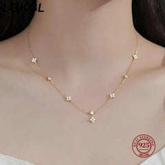 BNREnterprise S925 Silver 18K Gold Zircon Flower Necklace