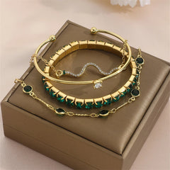 BNREnterprise 4Pcs Snake Gemstone Rhinestone Bracelet Set